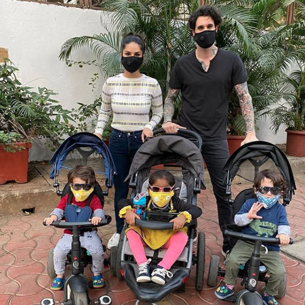 Sunny Leone, Daniel Weber, Nisha Kaur Weber, Asher Singh Weber and Noah Singh Weber